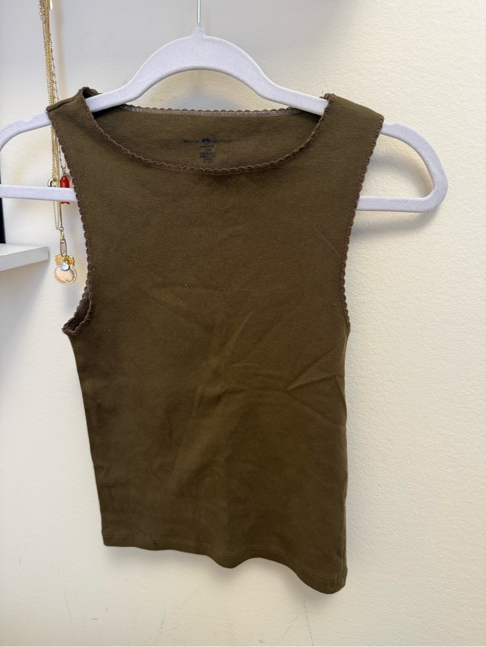 Brandy Melville Olive Green Ribbed Tank Top